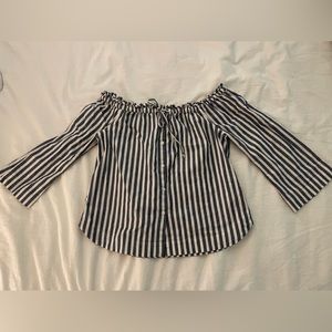 Madewell - blue/white striped off-the-shoulder top - small